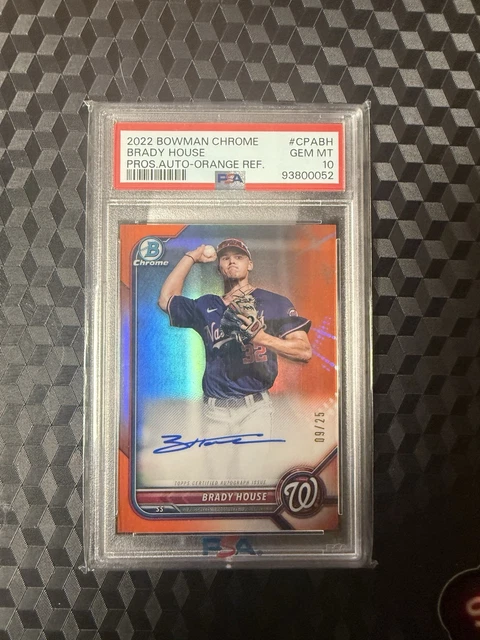 2022 Bowman Chrome Autographs Brady House #CPA-BH True Orange /25 PSA 10