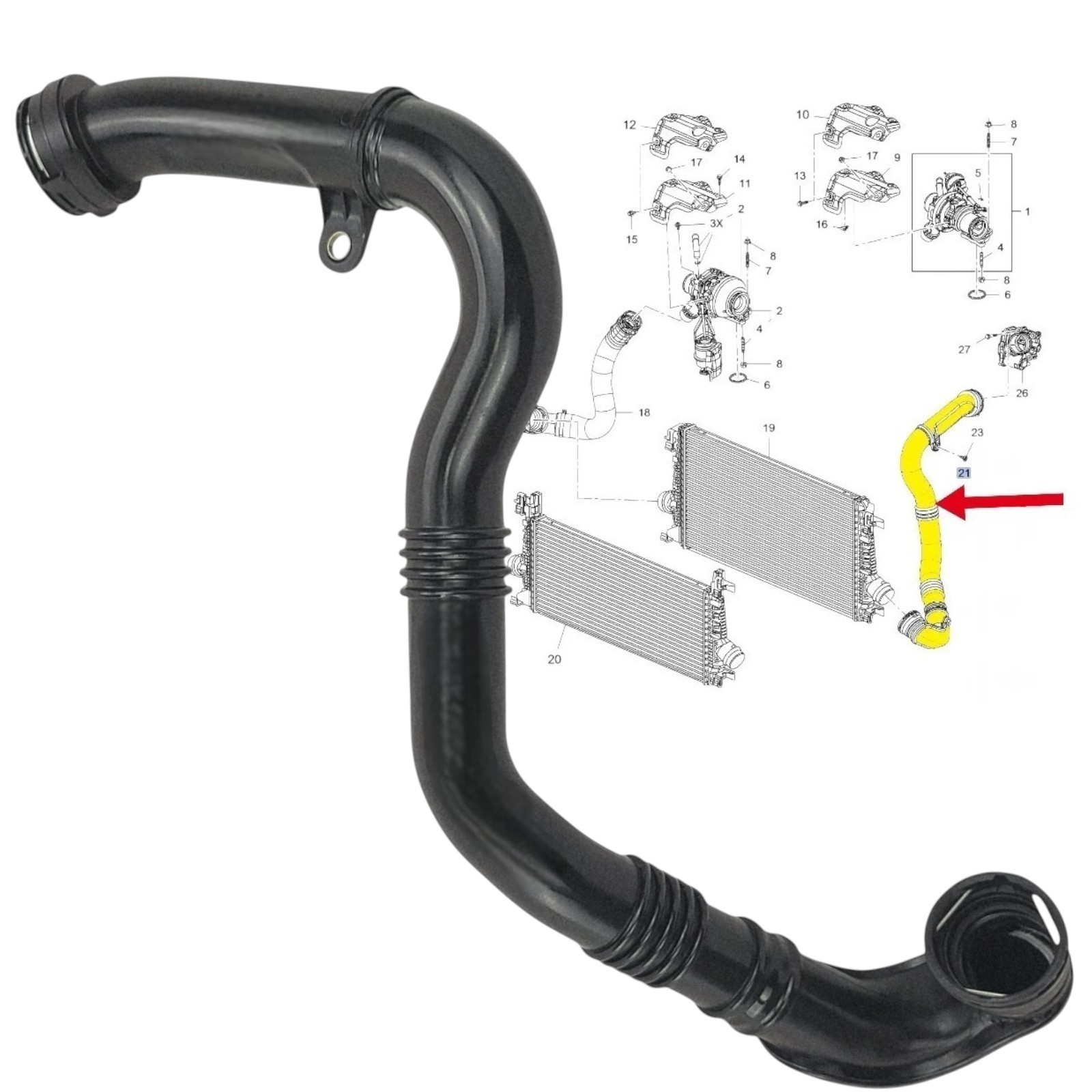 Tuyau de suralimentation 13345557 flexible turbo Astra J 1.6 CDTi