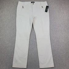 LRL Lauren Ralph Lauren Pants Womens Size 16 Ivory Straight Zip Pockets NEW