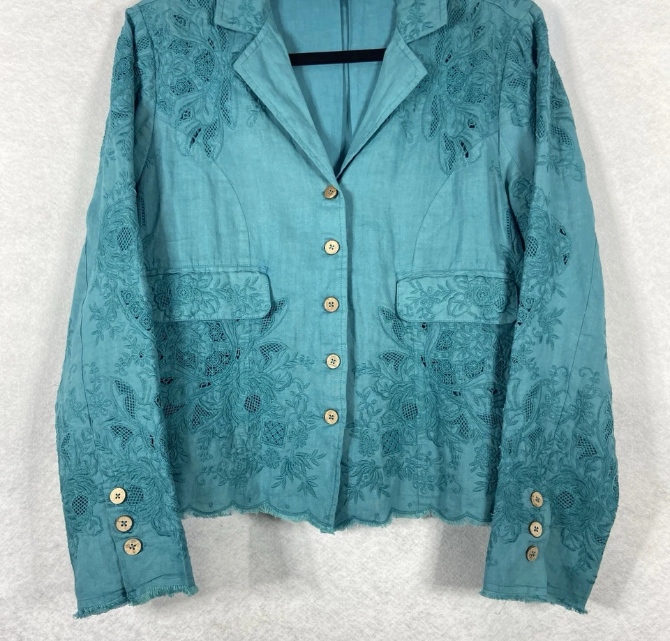 Chaqueta de encaje Sundance Teresa para mujer grande azul blazer manga larga Foto 3 de 4