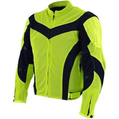 Milwaukee Leather Men's Invasion Black/Neon Textile Motorcycle Jacket w/ CE