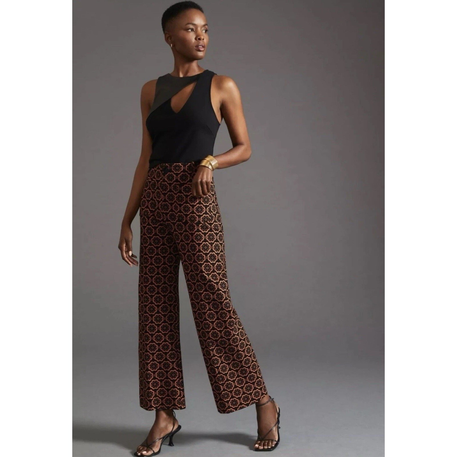 NWT Anthropologie Women's 10 Colette Crop Wide Leg Ponte Pants  Retro Stretch
