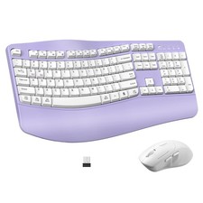 Ergonomic Wireless Keyboard and Combo, Wave Keys Keyboard with Wrist Rest for...