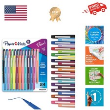 Felt Tip Pens, Flair Marker Pens, Medium Point, Assorted, 24 Count - Home, Of...