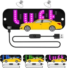 USB LED Light Sign for Drivers,Windshield Taxi Sign with Scrolling Display, Easy