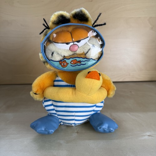 Vintage Garfield & Company Plush Swimming Scuba Diver Float Pool Dakin 1981 Nice
