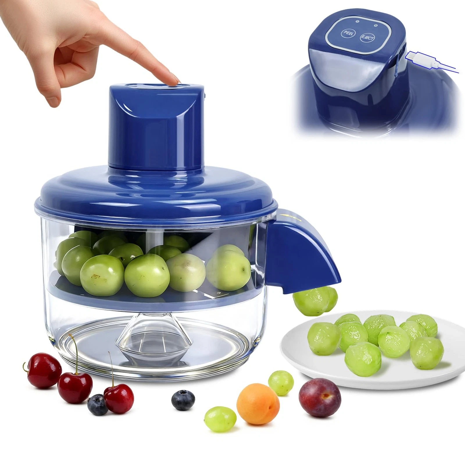Electric Peeling Machine for Grape, Rechargeable Fruit or Vegetable Automatic...