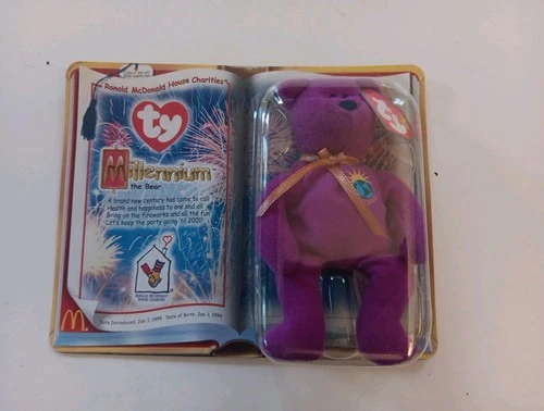 McDonald's Ty Teenie Beanie Babies 2000 MILLENNIUM Bear Vintage Stuffed Plush