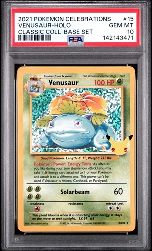 Pokemon 2021 Celebrations Venusaur Holo PSA 10 Gem Classic Coll Base Set #15