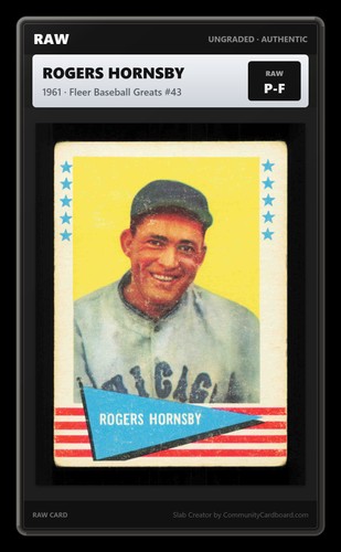 Rogers Hornsby #43 1961 Fleer card