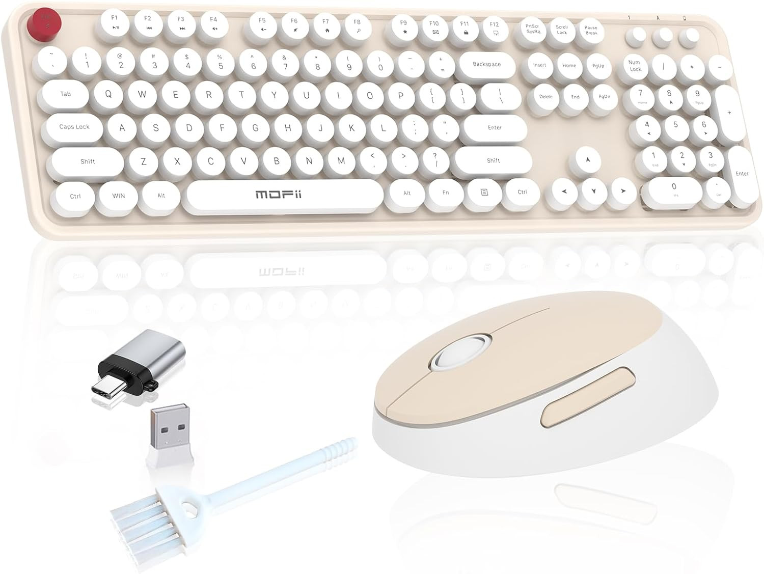 Wireless Keyboard and Mouse Combo Full Size 104 Round Keycap