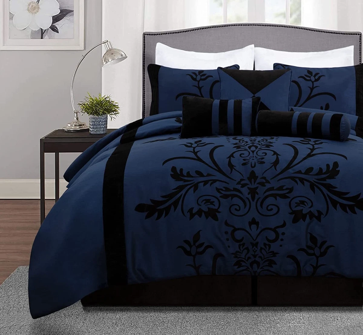 Navy blue cheap king comforter
