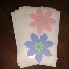 5 Mrs Grossmans Vellum Large Blossoms Stickers Bloom Flower Pink Blue Garden