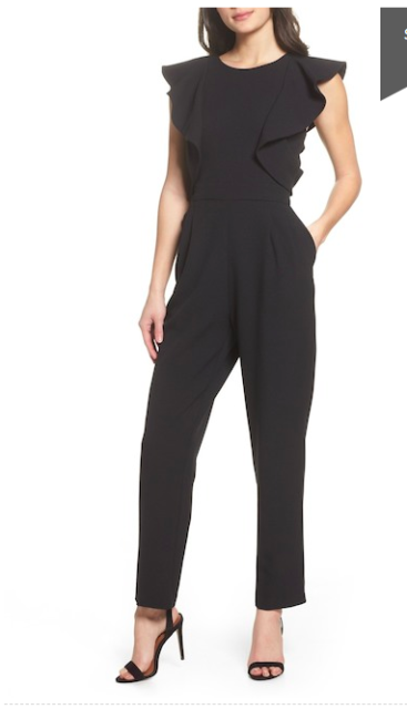 Chelsea28 Ruffle Black Jumpsuit Size 18 | eBay