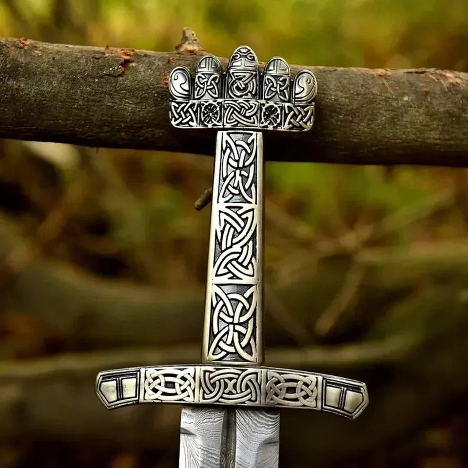 Wikinger Schwert Damast – Handgeschmiedet Mittelalter Schwert mit Lederscheide - Bild 4 von 4