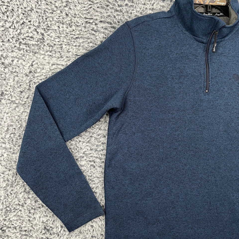 Pullover Wrangler George Strait Para Hombre Pequeño Azul Jaspeado Oscuro 1/4 Cremallera Polar Nuevo con Etiquetas Foto 3 de 4