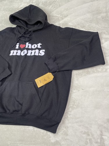 Pacific & Co Black Hooded Pullover Sweatshirt I ❤️ Hot Moms Adult Unisex Size XL - Picture 3 of 10