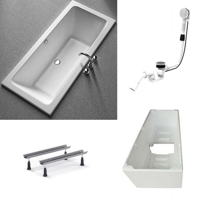 BADEWANNE KORALLE RECHTECK T200 ACRYLBADEWANNE WANNEN SET 170X75 180X80 190X90 