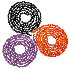 Package of 3 Halloween Wood Bead Garlands - 9 feet each