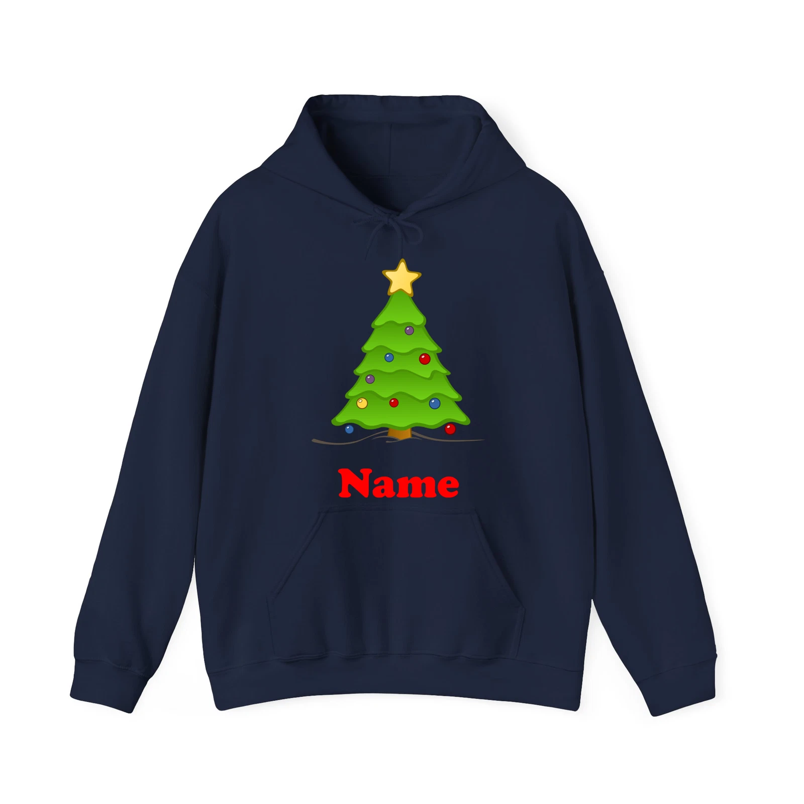 Personalized Name Christmas Tree Hoodie with Christmas Tree Lights