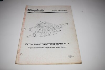 Simplicity Eaton 850 Hydrostatic Transaxle for 6500 Series Repair ...