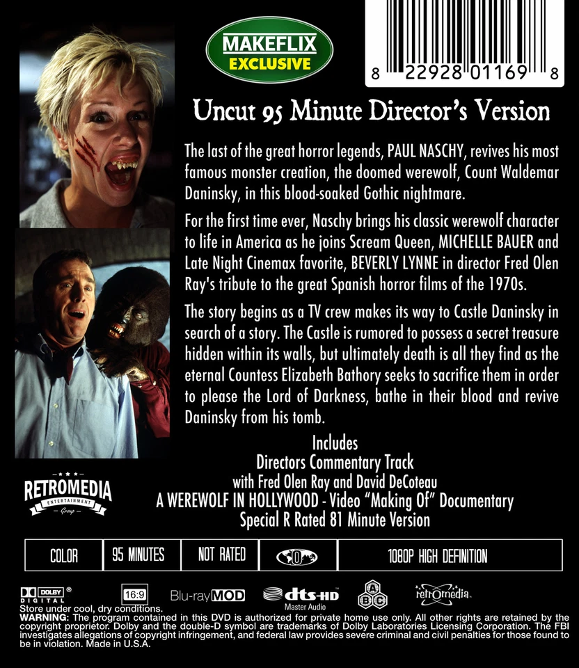THE UNLIVING (2004) - Final Paul Naschy werewolf movie sexy Michelle Bauer - Image 2 of 2