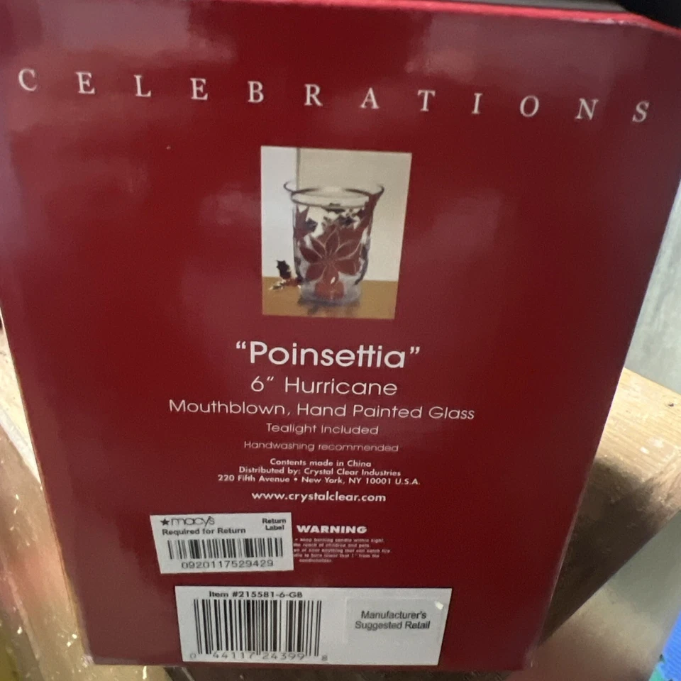 NUEVO Candelabro Macy’s Celebraciones CRISTAL POINSETTIA En Caja Foto 4 de 4