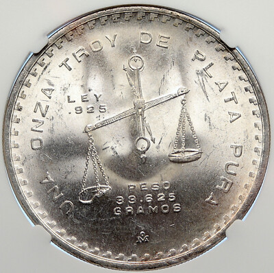 1980 MEXICO Huge Medallic SILVER Onza Mexican OLD COIN PRESS