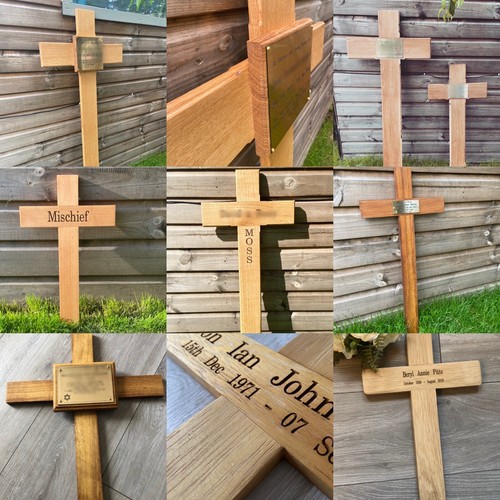 memorial cross free plaque and engraving grave marker woodland burial - Picture 4 of 5