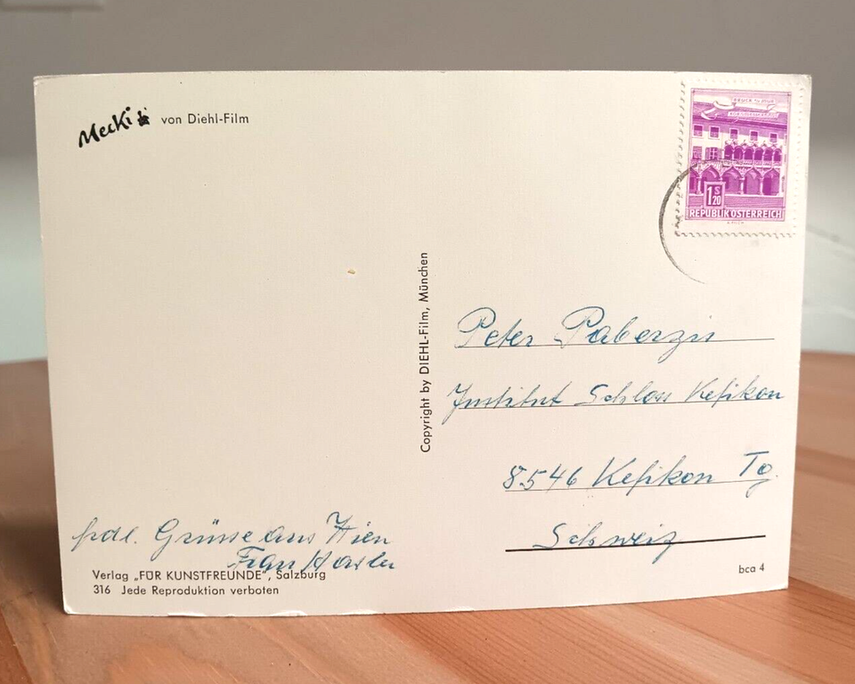 Der Anfang ist so schwer Mecki Porcupine Postcard Austria Stamp Vintage