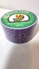 1 ROLL OF NEW DECORATIVE DUCK TAPE PURPLE FLOWERS