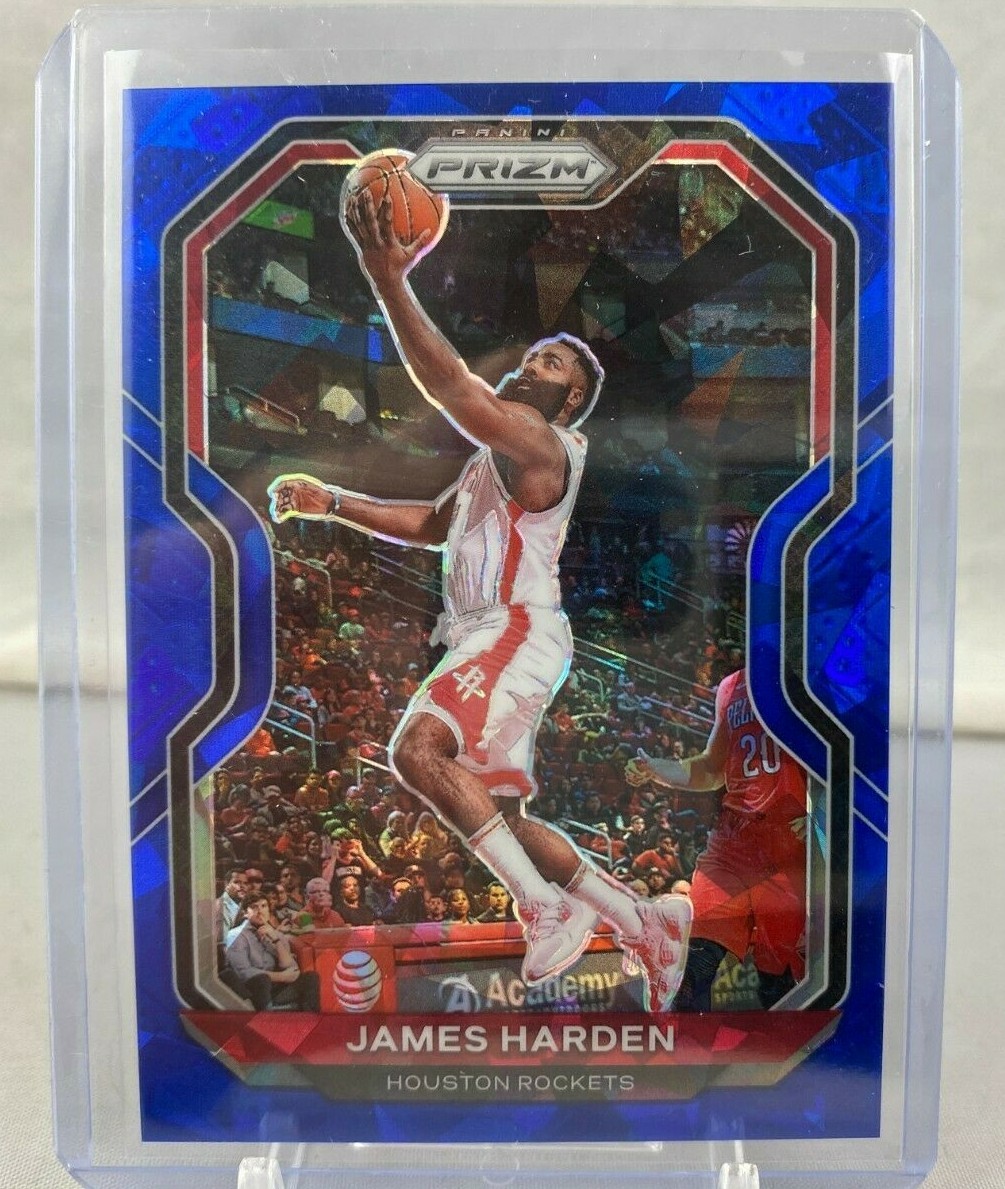 2020-21 Panini Prizm Blue Cracked Ice James Harden Rockets #112 SP 104/125