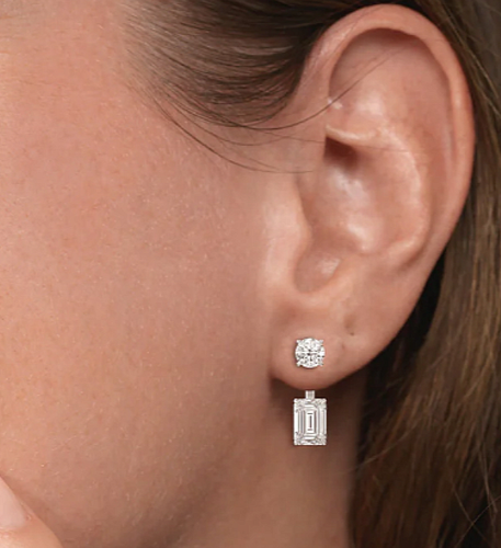 Boucles D'oreilles Crêtes En Or Blanc 14k Avec Diamants De Laboratoire 1.00 Carat - Toutes Tailles Sur Demande