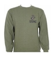 US Marine Corps Sweatshirt USMC EGA LOGO MEDIUM Eagle Globe Anchor Green OD M