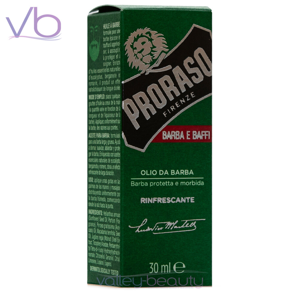 PRORASO Single Blade Green Refresh Italian Beard and Mustache Nourishing Oil