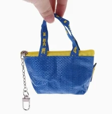 IKEA Mini Tote Bag - Zipper, Coin, Keychain, Key Holder