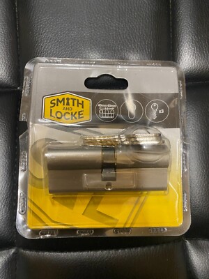 Smith & Locke Nickeloptik Messing Einzel Euro Zylinderschloss, (L)80mm (B)33mm