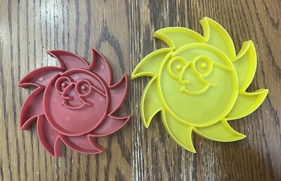 Vintage Set of 2 Red, Yellow Sun Giant Cookie Cutters