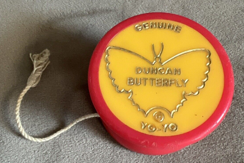 Vintage Yo-Yo 1970s Genuine Duncan Butterfly Yo-Yo Red and Yellow Plastic