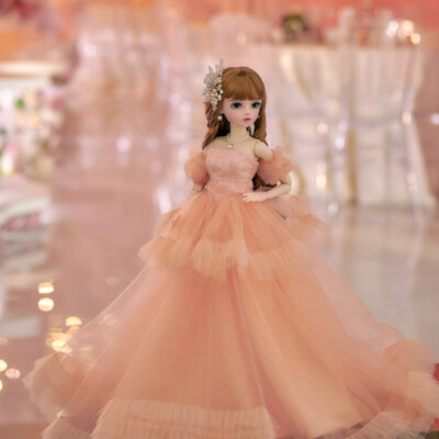 1/3 BJD Doll Handmade Wedding Dresses Girl Face Makeup Eyes Wig Shoes Full Set