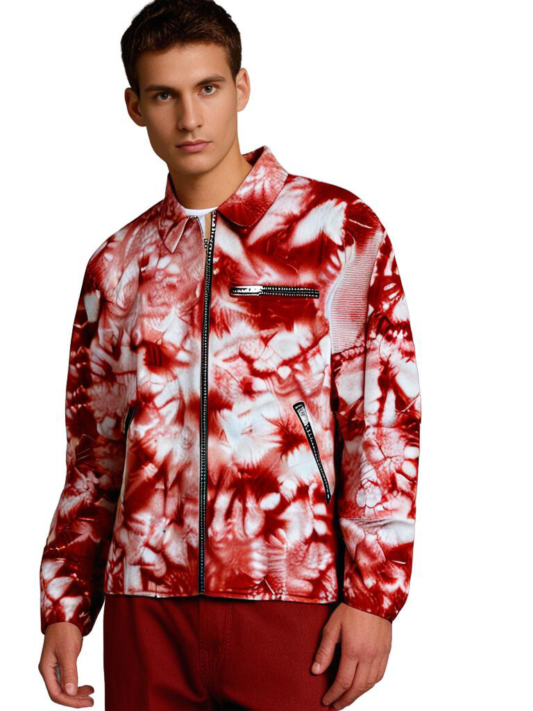 Mens Jacket Harrington Small Tie Dye Red Coat Bomber RRP £60 Boohoo Man