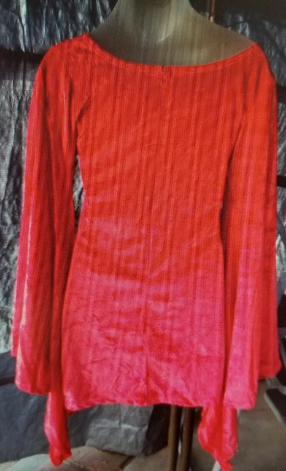 Mujer Rojo Terciopelo Navidad San Valentín Halloween Diablo Vestido Corto Disfraz S/M Foto 2 de 4