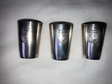 Lot of 3 BSF Silver Bremin Shot Glass Cups Germany 1 5/8" Tall