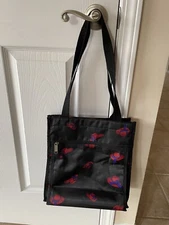 Red Hat Society Tote Bag Black with Red and Purple Hats Nice Shape!