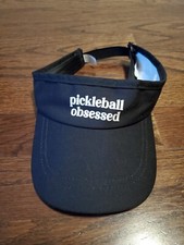 Pickleball Obsessed Black White Text Stretch Sun Visor Cap Hat 813