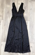 NWT FOREVER 21 Shiny V Neck Ruched Empire Waist Sleeveless Formal Maxi Dress S