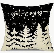 Get Cozy Winter Tree Snow Christmas Throw Pillow Cover Winter Holiday Home Decor