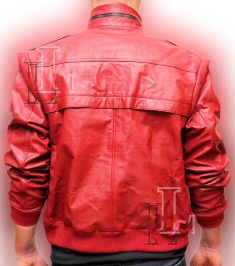 Handmade Men's Red Bomber Genuine Leather Jacket, Biker Style Jacket ...