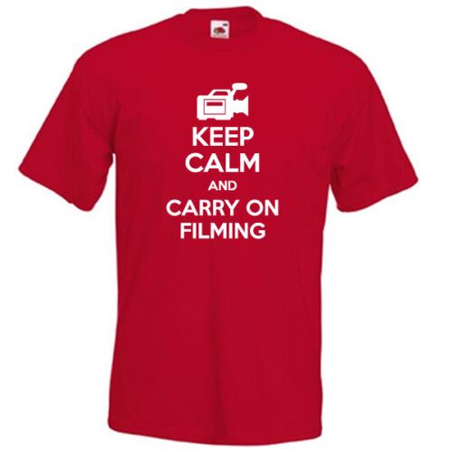 KEEP CALM and carry on FILMING director de cine productor divertido hombre camiseta mujer - Imagen 1 de 5