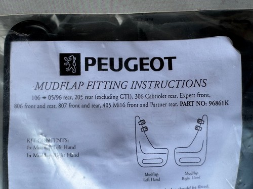96861K Genuine Peugeot 106 S1 91-96 Rear Mud Flaps BNIB also fits 205/306/405 - Picture 4 of 4